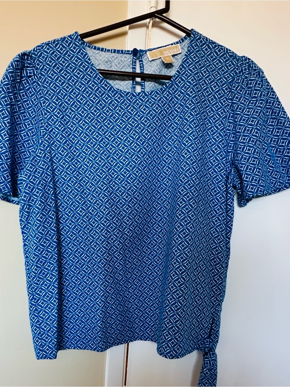 Michael Kors Blue Geometric Short-Sleeve Top